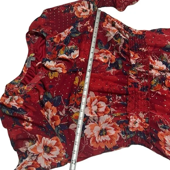 FIGUEROA & FLOWER Floral Print Red Midi Dress Size 2X NWT - Picture 15 of 16